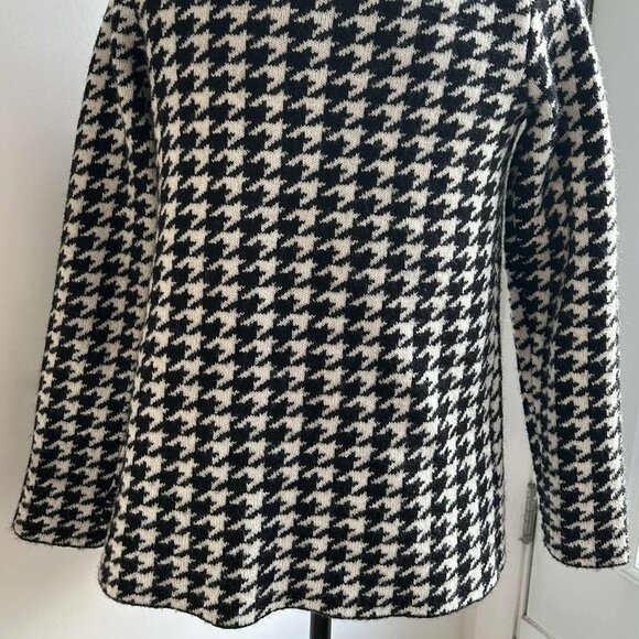 Ellen Tracy Black & White Houndstooth Foldover Collar Swing Knit Jacket – US S - Picture 7 of 10